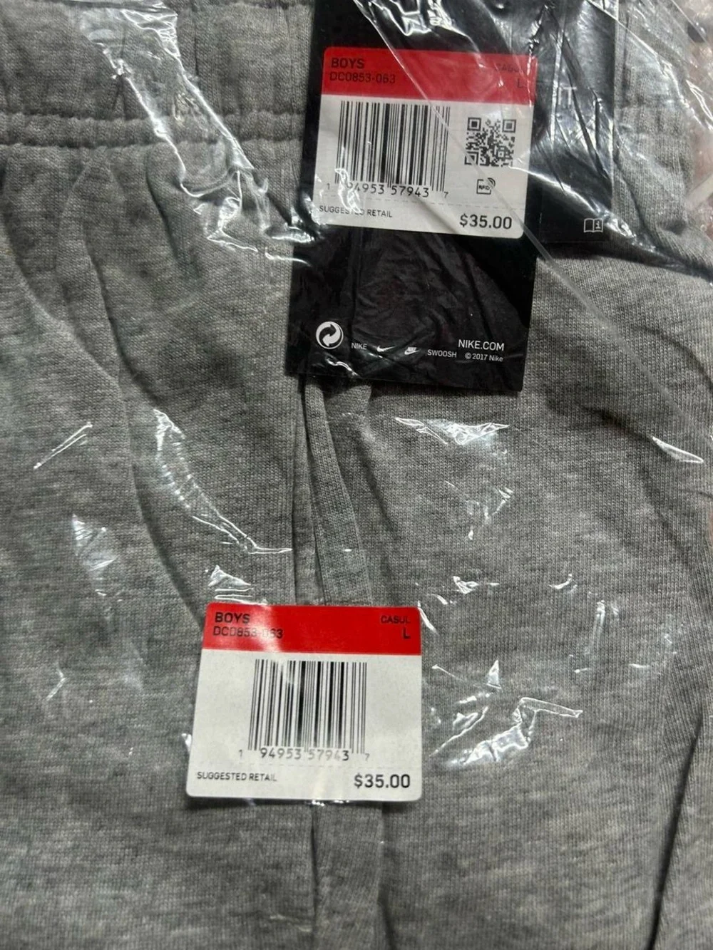 Nike Kids Gray Heather Joggers with White Logo